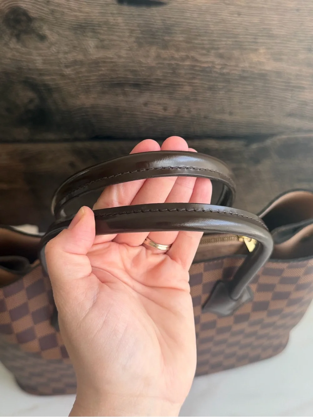 Authentic Louis Vuitton Kensington Damier Ebene Shoulder 2 Way Handbag Tote Bag